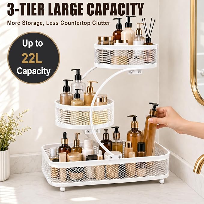 3 Tier Bathroom Counter Organizer-Metal Makeup Organizer for Vanity - Image 3
