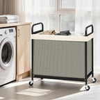 STORAGE MANIAC Rolling Laundry Hamper with Wheels 3-Section Laundry Sorter Rolling Laundrys Basket on Wheels with Removable Bag Clothes Hamper Laundrys Organizer Cart Bathroom Bedroom 120L Beige - Image 2