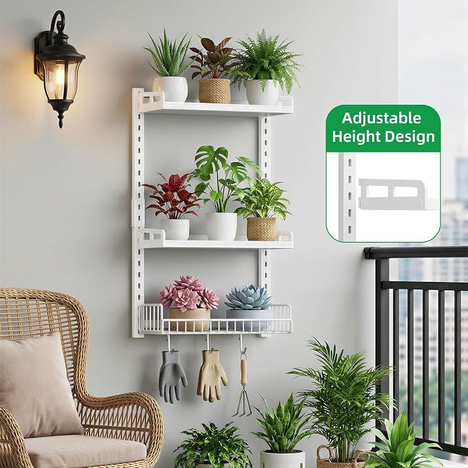 Kalrin 3 Tier Bathroom Shelves Over Toilet - Wall Mounted Floating Shelves with Drain Basket, Toilet Paper Storage, Height Adjustable Over The Toilet Storage, Pure White - Image 6