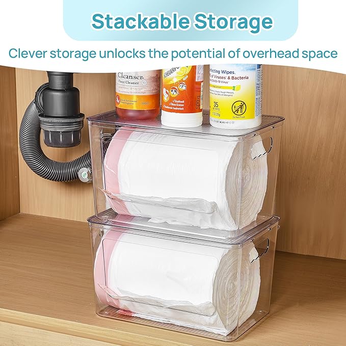 Vtopmart 2 Pack Clear Trash Bag Holder, Stackable Garbage Bag Dispenser - Image 5
