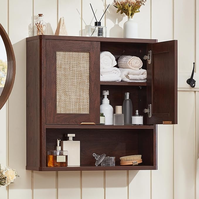 LEYAOYAO Rattan Bathroom Wall Storage Cabinet, Boho Medicine Cabinet by LEYAOYAO-Findtheshiningpointofyourideallife%EF%BC%81