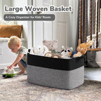Goodpick Large Woven Rope Blanket Basket, Rectangle, Black & Gray - Image 2
