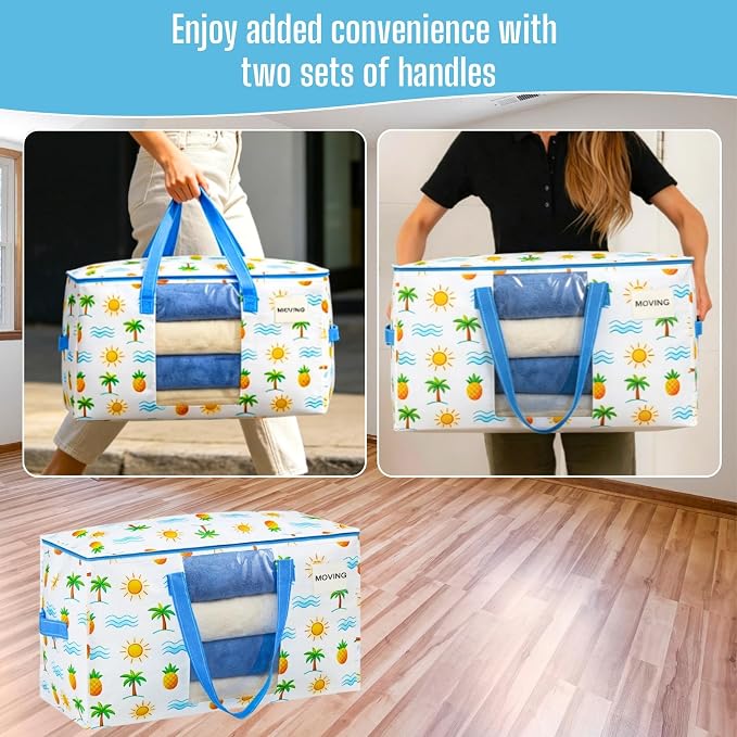 VENO Moving Bags, Wide Open Top, Clear Window, Tropical Island, 4 Pack - Image 5