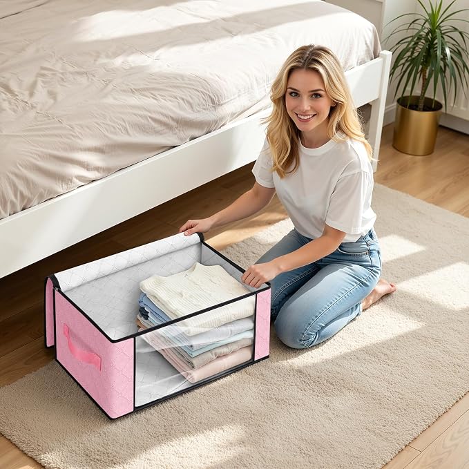 Fab totes 35L Closet Organizers, Foldable Under Bed Storage Containers | Storage Bags with Zippers,Window and Handles for Organizing Bedroom, Closet, Clothing,Organization with Handle - Image 5