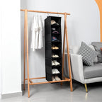 Berdeng Hanging Shoe Organizer for Closet with Side Mesh Pockets，Hat Racks for Baseball Caps，Shoe and Hat Holder & Storage，8-Shelf，Black，1 Pack - Image 5
