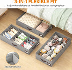 OIAHOMY 2 Pack 38L Under Bed Storage with Adjustable Dividers, 6" Low Profile Underbed Storage Bins for Comforters & Clothes, Save Closet Space with Clear View Lid & Reinforced Handles, Grey - Image 9