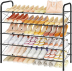 Hoctieon 5 Tier Mesh Style Shoe Rack, Entryway Shoe Shelf, Shoe Storage Organizer, Shoe Rack for Closet, Space Save for Bathroom, Garage, Hallway, Bedroom, Living Room, Black by Hoctieon