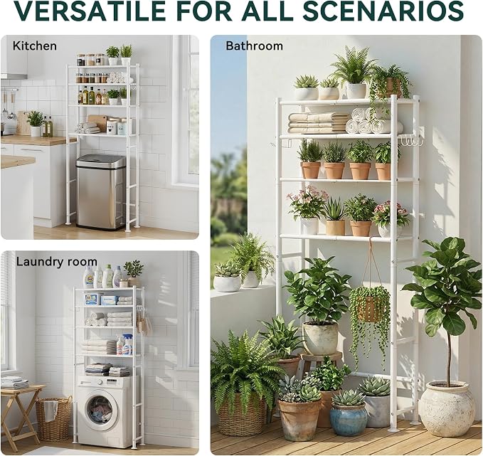 GloTika 4-Tier Over The Toilet Storage Shelves, White - Image 7