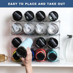 LARGER Compartment - 4 Tier Stackable Water Bottle Organizer Holder - for Stanley 40oz & Others' Large Tumbler - Clear Wine Rack, 16 Cup Bottle Holder for Cabinet Home Countertop Fridge Pantry Shelf - Image 9