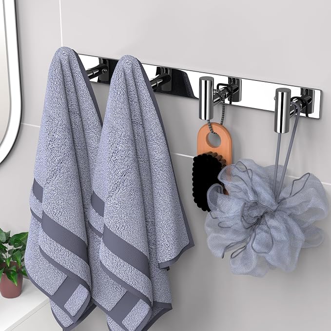 VAEHOLD Hat and Coat Wall Mount Rack - Hooks for Robes, Bags, Keys, and Towels - Bathroom Towel Hanger Organizer (Polished Chrome, “T“ Shape 4 Hooks 2 Pack) - Image 4