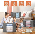 90L Large Storage Bags, 6 Pack Clothes Storage Bins Closet Organizers | Foldable Storage Containers, with Reinforced Handle, for Clothing, Blanket, Comforters, Bed Sheets, Pillows and Toys,Gray - Image 3