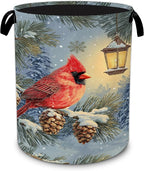 Cardinal Bird Laundry Basket, Oxford Cloth Foldable Hamper with Handles,Winter Pine Tree Portable Clothes Storage Bucket and Laundry Bag for Bathroom Laundry Room Bedroom Dorm by Unknown