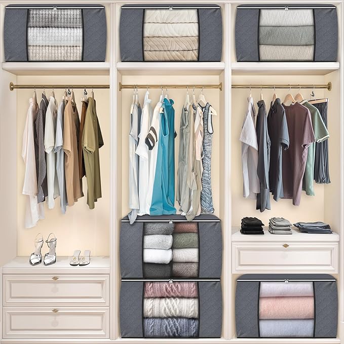 Fab totes 90L Clothes Storage, Foldable Thick Fabric Blanket Storage Bags | Foldable Containers with Zippers,Window and Handles for Organizing Bedroom, Closet, Comforter, Bedding,Dorm essentials - Image 6
