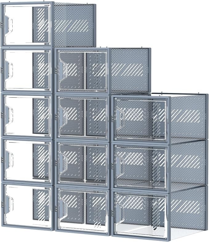 SIMPDIY XL Clear Shoe Storage Boxes, Stackable Shoe Organizer for Closet - Image 9