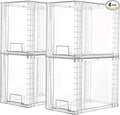 Vtopmart 4 Pack Clear Stackable Storage Drawers,9.7" High Plastic Organizers Bins for Skincare, Bathroom Supplies,Ideal for Cabinet,Undersink,Vanity,Kitchen,Pantry Organization by Vtopmart