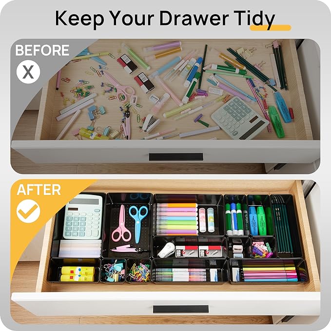 Vtopmart 25 Pack Plastic Drawer Organizers with Non-slip Rubber Pads - Image 2