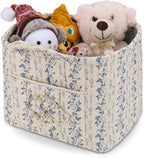 Storage Basket Boho Fabric Large Collapsible Floral Laundry Nursery Hamper Portable Folding Storage for Clothes Toys (Vine-Blue C) by Ankick