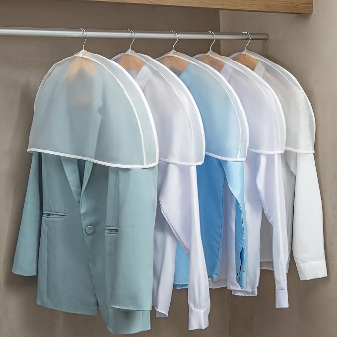 Shoulder Covers Plastic Hanger Covers, Clear, 24"x12"x2", 12 Pack - Image 7