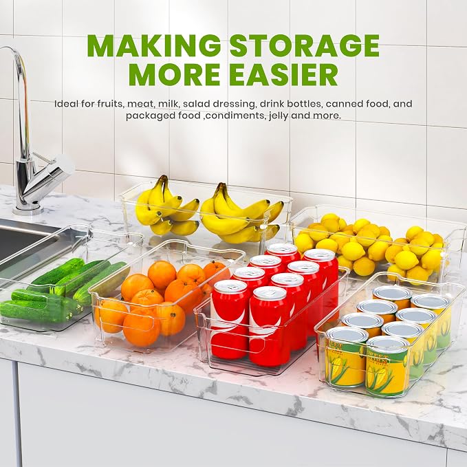 Utopia Home - Fridge & Refrigerator Organizer Bins (8 Pack), Clear Stackable Durable Plastic Storage Containers with Easy Grip Handles for Pantry, Kitchen Cabinets & Countertops (16) - Image 3