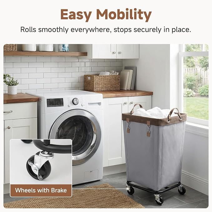 StorageWorks 160L Laundry Basket with Wheels, Rolling Hampers for Clothing - Image 4