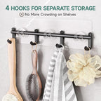 Veken Shower Caddy 6-Pack with Hooks, Bathroom Organizers & Storage, Black - Image 9
