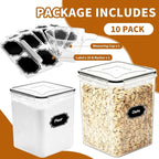 Flour Sugar Storage Containers, 10 Pack Large Airtight Food Storage Containers with Lids for Kitchen Pantry Organization and Storage, BPA Free Plastic Canisters Sets for Cereal, Rice and Baking - Image 4