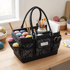 Everything Mary Deluxe Store & Tote Organizer – Black & White Floral Craft Bag with Handle – Collapsible Storage for Scrapbooking, Sewing, DIY Tools & Art Supplies - Image 8
