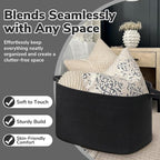 Goodpick 85L Large Woven Rope Blanket Basket, Rectangle, Black - Image 5