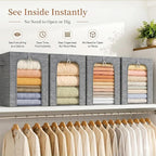 GoMaihe Blanket Storage Bins with Metal Frame for Closet, 55L 6-Pack Grey - Image 4