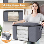 Fab totes 6 Pack Storage Bags for Clothes Blanket Storage Bins with Lids | Foldable Closet Organizers with Zippers,Window and Handles,Fabric Storage Bins for Sweater,Comforter,Bedding,Dorm essentials - Image 5