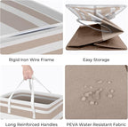 HomeHacks 2-Pack Large Laundry Basket, Waterproof, Freestanding Laundry Hamper, Collapsible Tall Clothes Hamper with Extended Handles for Clothes Toys in the Dorm and Family (Brown, 125L) | Waterproof, Freestanding, Collapsible Clothes Hamper with Rein... - Image 2