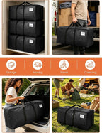 SWEET DOLPHIN 12 Pack 200LB Heavy-Duty Moving Bags with Wrap-Around Handles, Extra Large Storage Totes for Space Saving, Clothes Storage Bags, College Dorm Essentials, Black, 24 Gal - Image 6