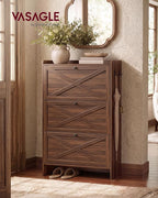 VASAGLE Narrow Shoe Storage Cabinet Organizer with 3 Flip Drawers | Freestanding Shoe Rack, Fits 21 to 24 Pairs, for Entryway, Farmhouse Style, Chestnut Brown, HANIS Collection UHSC303KX01S - Image 3
