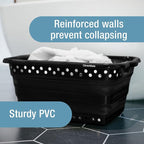CleverMade Collapsible Plastic Laundry Basket, 39L Laundry Hamper, Black - Image 2