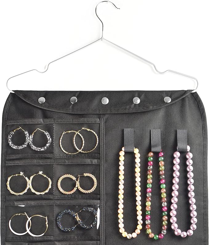 BB Brotrade Hanging Jewelry Organizer,Accessories Organizer,56 Pocket Organizer for Holding Jewelries (Black-56 Pockets) - Image 2
