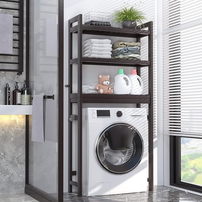 Homykic Over The Toilet Storage, 3-Tier Bamboo Bathroom Shelf, Espresso - Image 6