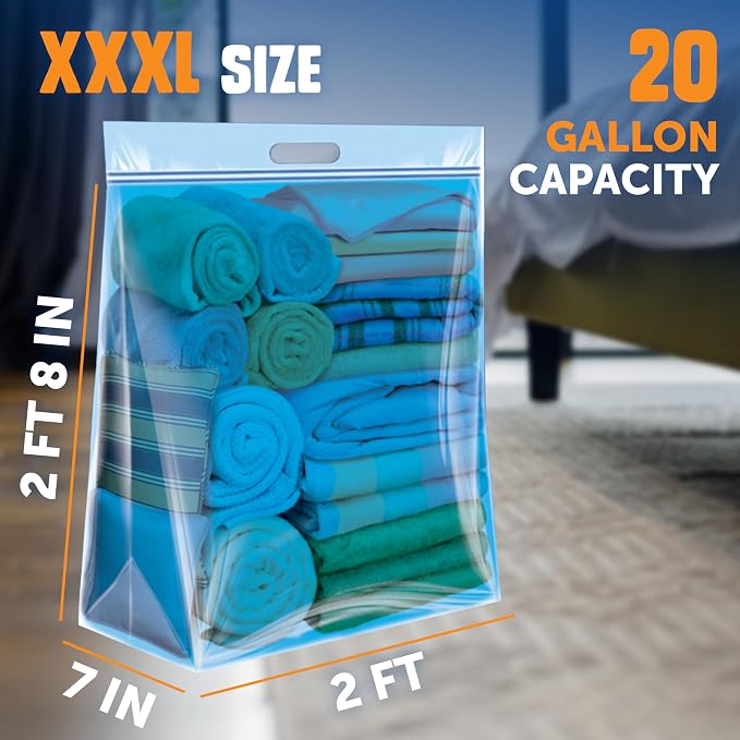 Ziploc Big Bags 20 Gallon XXXL, Reusable Large-Capacity Plastic Storage Bags, 6 count - Image 2