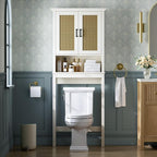 Over The Toilet Storage Cabinet, Over Toilet Storage Cabinet with Rattan Door and Anti-Tip, Above the Toilet Storage for Bathroom Behind the Toilet Bathroom Organizer, Rattan - Image 3
