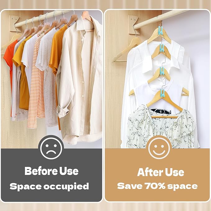 Mlici 60 Pack Space Saving Hanger Connector Hooks for Closet, Sky Blue - Image 2