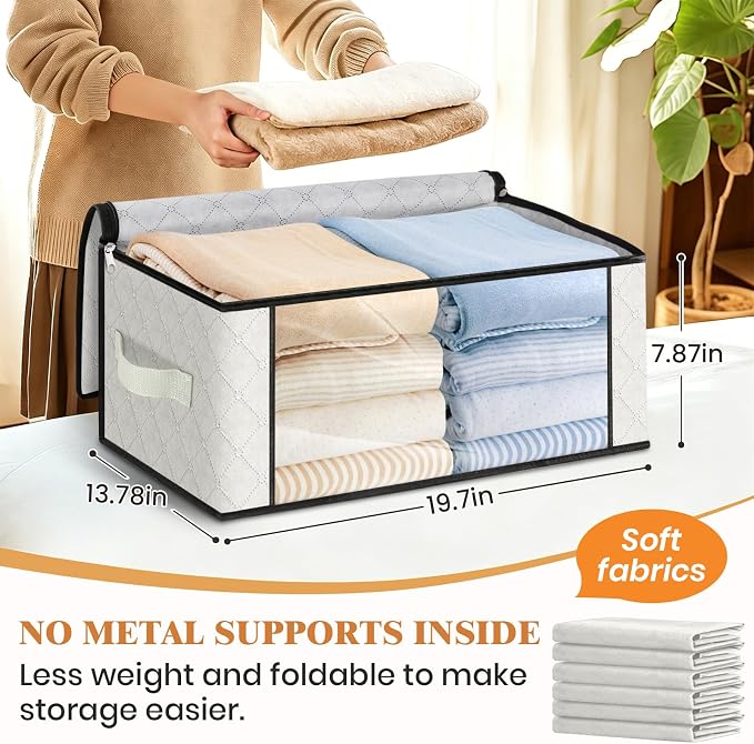 Fab totes 35L Closet Organizers, Foldable Under Bed Storage Containers | Storage Bags with Zippers,Window and Handles for Organizing Bedroom, Closet, Clothing,Organization with Handle - Image 2