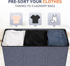 SOLEDI 180L 3-Section Laundry Hamper with Lid, Extra Large Dirty Clothes Basket with Sturdy Handles for Laundry Room & Bedroom - Durable Organizer for Sorting Laundry - Image 3