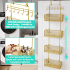 HapiRm Over The Door Organizer - Hanging Door Organizer with 4 Metal Large Capacity Baskets and Adjustable Coat Hook for Bathroom Bedroom Kitchen Pantry Closet Cabinet - Image 5