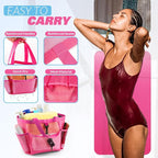 LOYEE Mesh Shower Caddy Portable for College Dorm Room Essentials with 8 Pockets, Shower Bag for Beach, Swimming, Gym, Travel, Bathroom(All rose pink) - Image 4