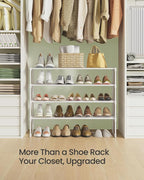 SONGMICS Shoe Rack, 4-Tier Shoe Organizer, Metal Storage Shelf | for Entryway, Upright or Upside Down, for 20-25 Pairs, Stackable, 11.8 x 36.2 x 29.1 Inches, Pearl White ULSA014WK01 - Image 8