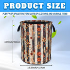 Flowers Print Boho Laundry Basket Foldable Oxford Cloth Hamper 18.9x16.5 In - Image 2