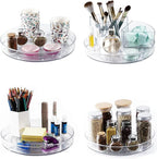 4 Pack Lazy Susan 9.2" Inch Turntable Organizer Pantry Organization and Storage Container Bins Spice Rack Cabinet Rotating Condiment for Pantry Kitchen Vanity Bathroom Jewelry Holder Clear by YCLADEC