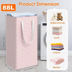 3-Pack Laundry Basket, Collapsible Laundry Hampers, 88L, Pink - Image 2