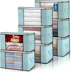 90L Large Storage Bags, 8 Pack Clothes Storage Bins Closet Organizers | Foldable Storage Containers, with Reinforced Handle, for Clothing, Blanket, Comforters, Bed Sheets, Pillows and Toys by BuddingJoy-BuildaJoyfulLifeforYou