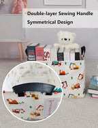 Rectangular Collapsible Laundry Basket with Side Handles, Excavator - Image 4