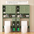 Shintenchi Over the Toilet Storage Cabinet, Bathroom Storage Cabient with Barn Doors, Bathroom Storage Shelf Organizer with Toilet Paper Holder, Adjustable Shelf and Anti-Tip Device, Green - Image 4